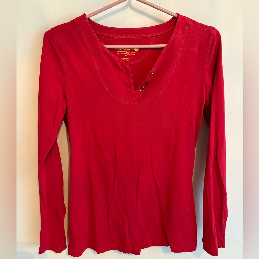 Lole Vibrant Red Long Sleeve Blouse